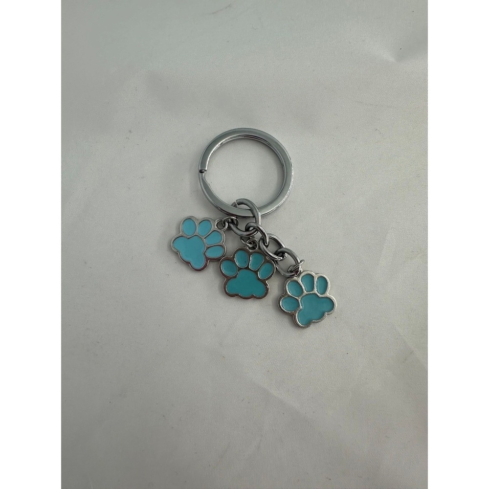 Dog paws metal purse keychain - Light Blue